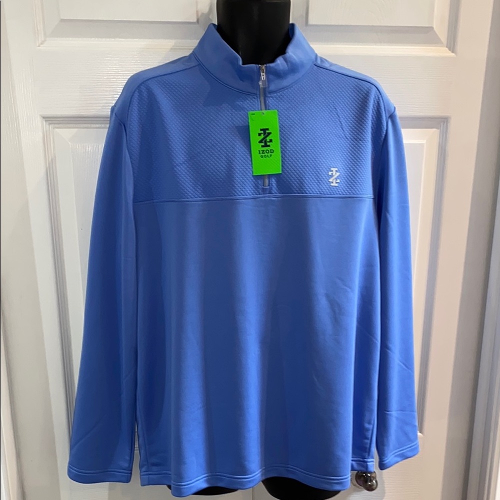Izod Golf Men's Blue Quarter-Zip Long Sleeve Shirt Size Large